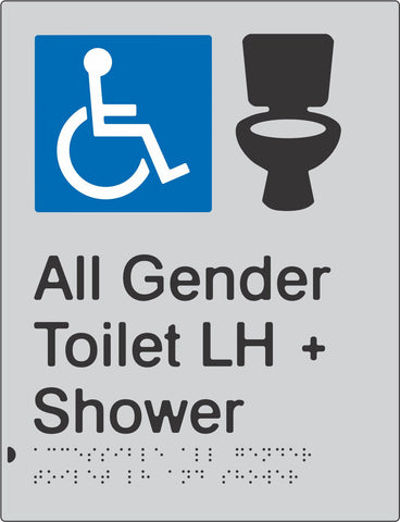 All Gender Accessible Toilet & Shower - Left Hand - Polypropylene - Silver