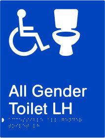 All Gender Accessible Toilet - Left Hand - Polypropylene - Blue
