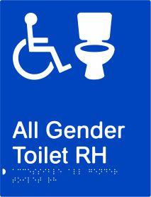 All Gender Accessible Toilet - Right Hand - Polypropylene - Blue