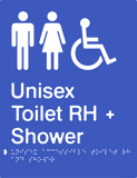 Unisex Accessible Toilet & Shower - Right Hand - Moulded - Blue