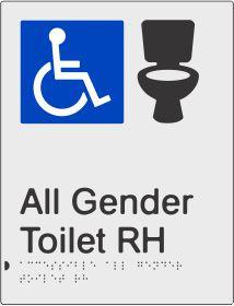 All Gender Accessible Toilet - Right Hand - Polypropylene - Silver