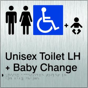 Unisex Accessible Toilet & Baby Change - Left Hand - Stainless Steel