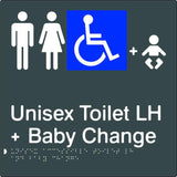 Unisex Accessible Toilet & Baby Change - Left Hand - Polypropylene - Black / Charcoal