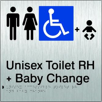 Unisex Accessible Toilet & Baby Change - Right Hand - Stainless Steel
