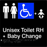 Unisex Accessible Toilet & Baby Change - Right Hand - Polypropylene - Black / Charcoal