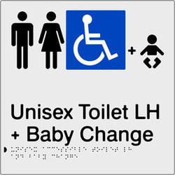 Unisex Accessible Toilet & Baby Change - Left Hand - Polypropylene - Silver