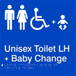 Unisex Accessible Toilet & Baby Change - Left Hand - Polypropylene - Blue