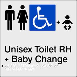 Unisex Accessible Toilet & Baby Change - Right Hand - Polypropylene - Silver