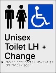 Unisex Accessible Toilet & Change Room - Left Hand - Polypropylene - Silver