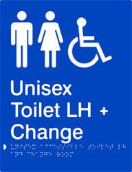 Unisex Accessible Toilet & Change Room - Left Hand - Polypropylene - Blue