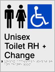 Unisex Accessible Toilet & Change Room - Right Hand - Polypropylene - Silver