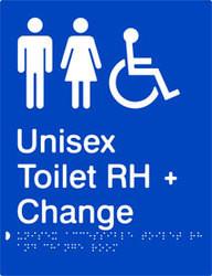 Unisex Accessible Toilet & Change Room - Right Hand - Polypropylene - Blue